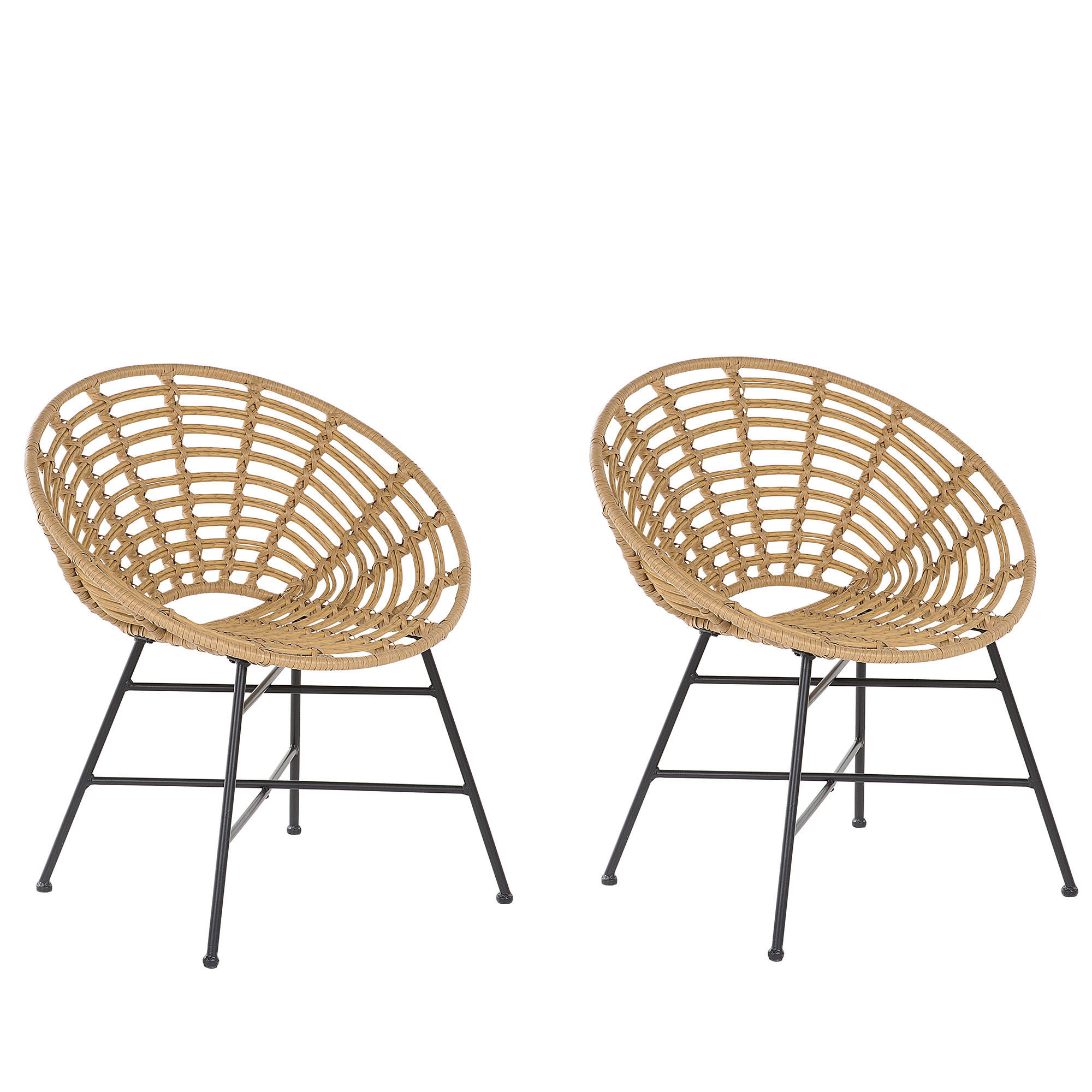 RATTANSTUHL 2er-Set PE beige Acerra - Beige, Kunststoff (71/80/48cm) - Beliani