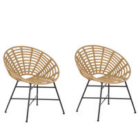 RATTANSTUHL 2er-Set PE beige Acerra - Beige, Kunststoff (71/80/48cm) - Beliani