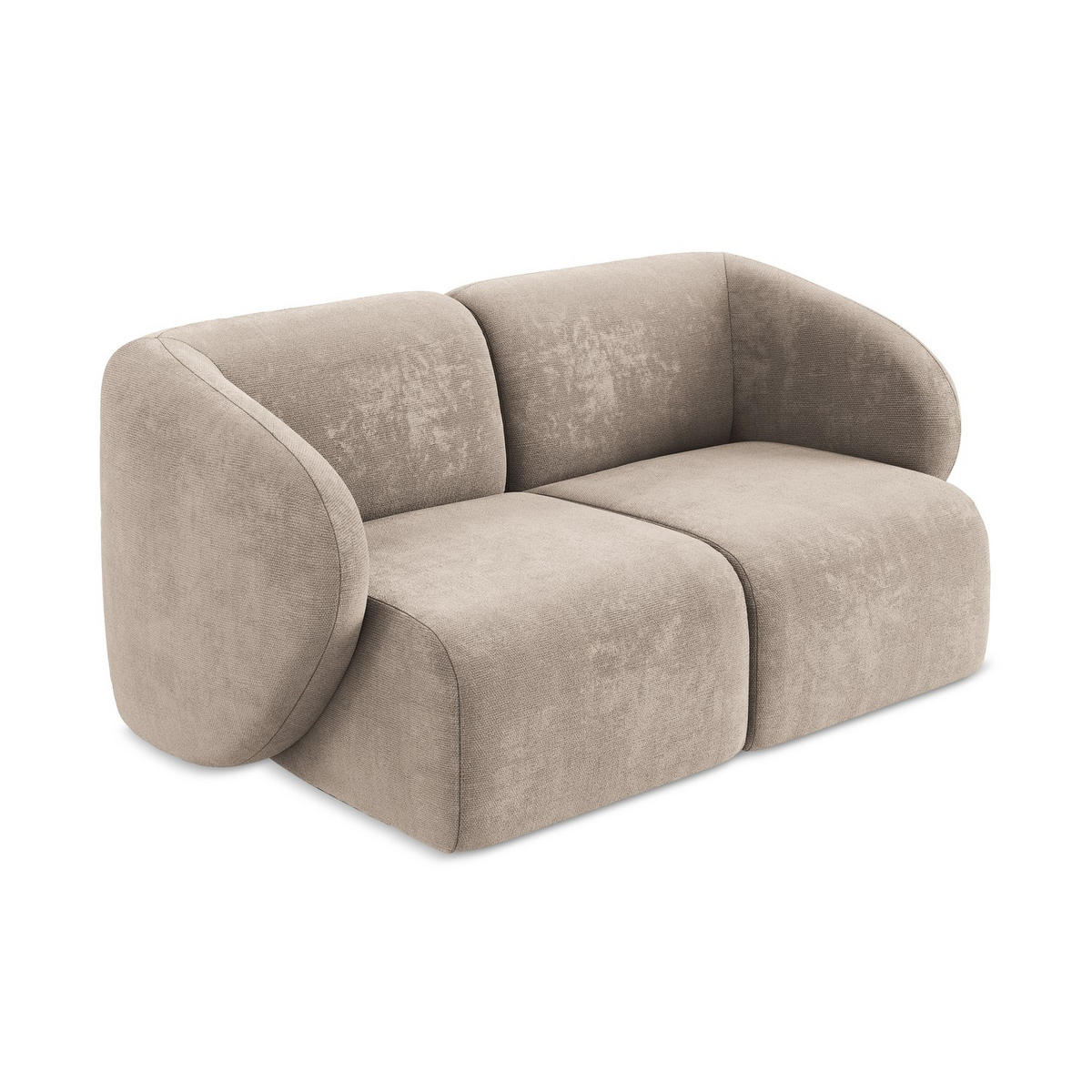 2-SITZER-SOFA Chenille Stoff Beige - Schwarz/Cappuccino, Holzwerkstoff/Kunststoff (174/75/94cm) - LaMiaSofa
