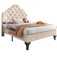 POLSTERBETT 90/200 cm mit Lattenrost und höhenverstellbarem Kopfteil aus Samt, Beige - Beige, Textil (90/200cm) - Redom