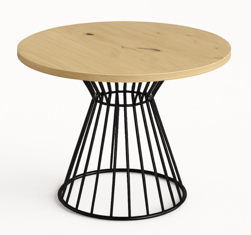 TISCH Artisan Eiche Reo Rund Metallgestell 90 cm - Braun, Holzwerkstoff (90/90/76cm) - Sepro Meble