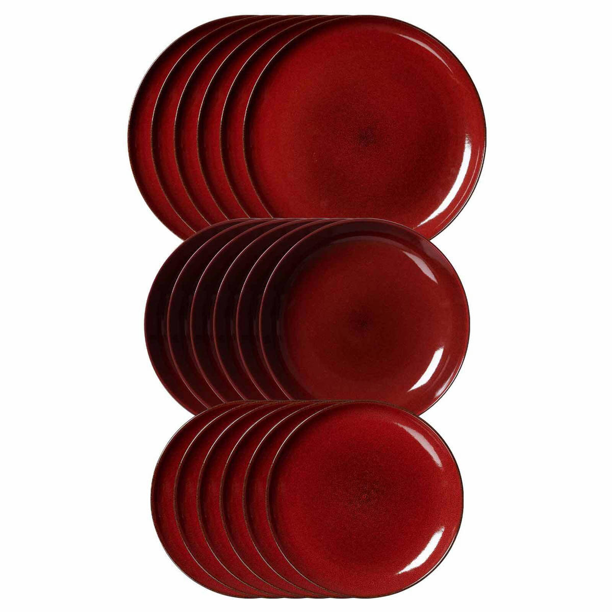 TELLER-SET GAMBIA rot 18er Set - Rot, Keramik (1/1/1cm) - Ritzenhoff Breker