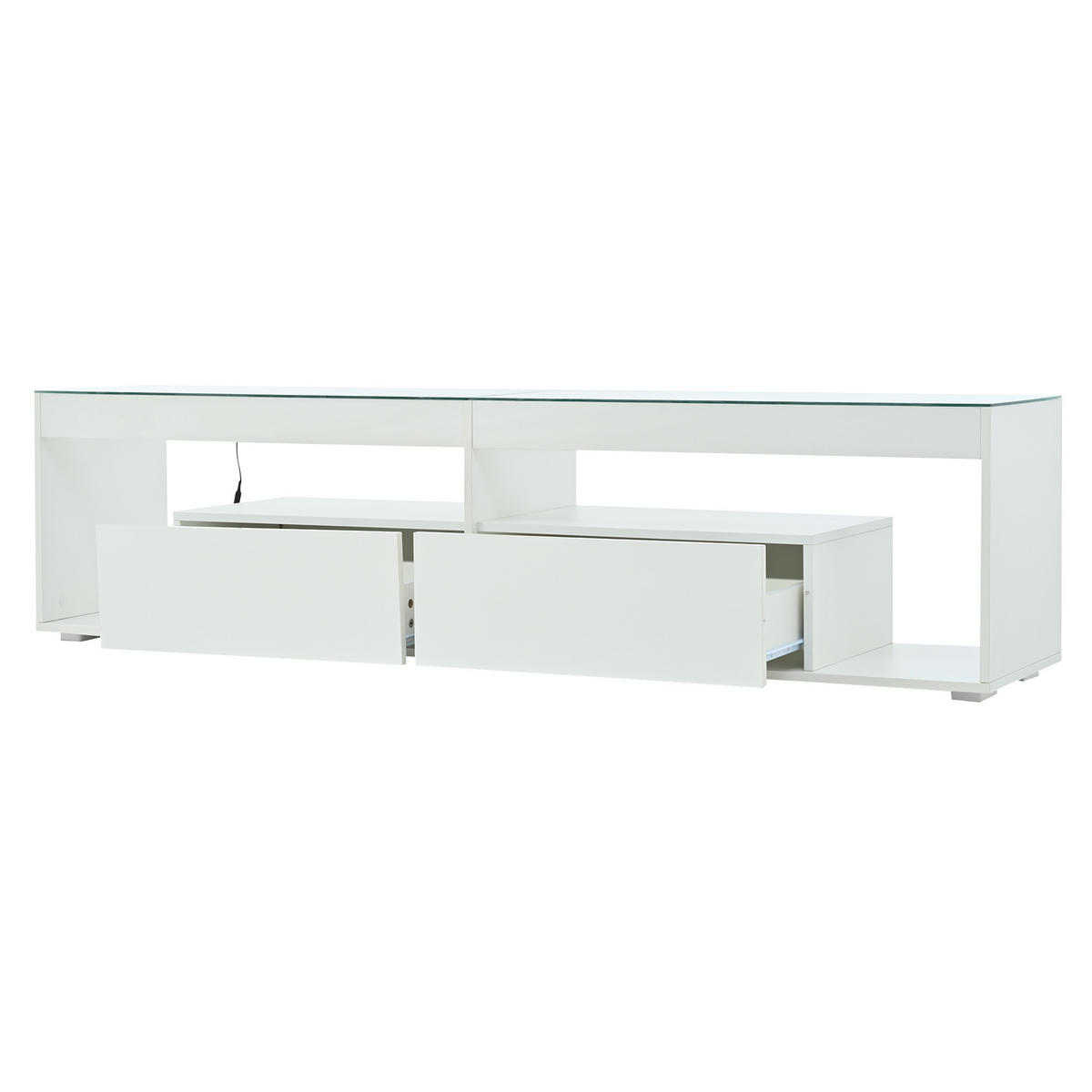 TV-ELEMENT180X40X46CM LED-Beleuchtung Weiß Hochglanz für 70-Zoll-Fernseher - Weiß, Holz (49.53/19.69/73.03cm) - Raelunyi