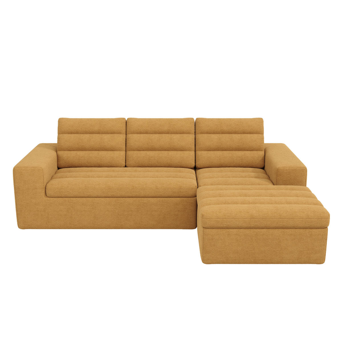 ECKSOFA 253/161/89 cm Orange mit 1 Fußhocker - Orange, Textil (253/161cm) - Oxeza