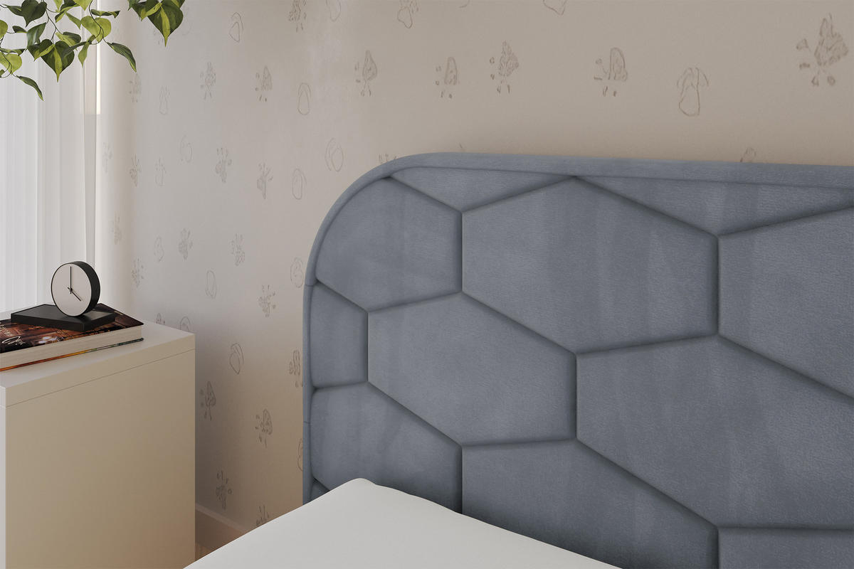 EINZELLBETT Jugendbett mit Bettkasten und Matratze H3/H4, Rechts - JAXY 90x200 Grau - Blaugrau, Holzwerkstoff/Textil (90/200cm) - ALTDECOR