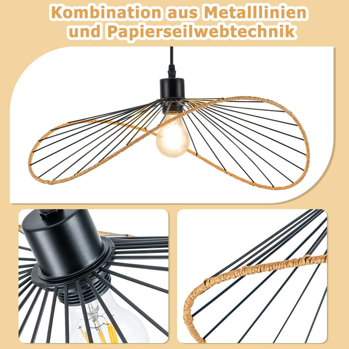 PENDELLEUCHTE BJORN Ⅲ 10/50/120 cm - Schwarz, Metall (10/50/120cm) - Nettlife