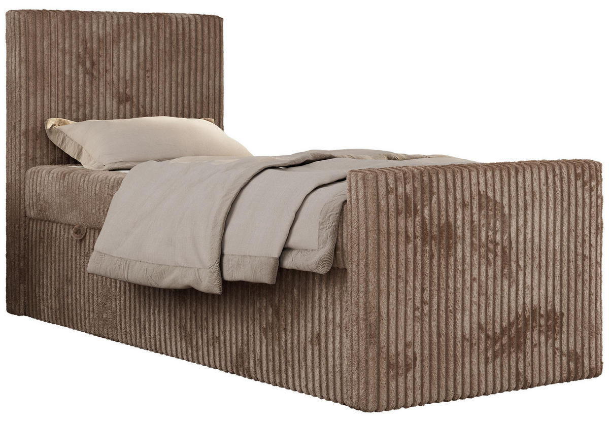 MLÁDEŽNÍ POSTEL TILIO DUO 90/200 - Hnědá Manšestr - H3 - Vlevo - hnědá, textil (90/200cm) - MKS