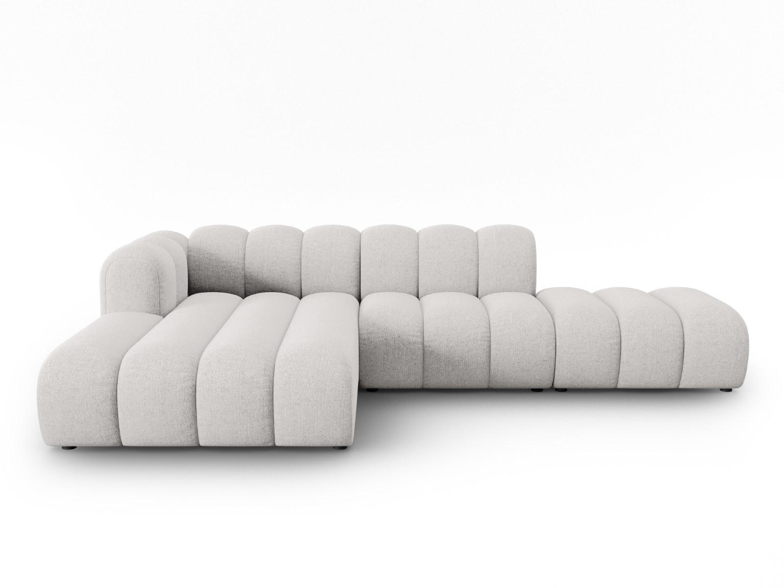 ECKSOFA modular links Lupine aus Chenille-Stoff hellgrau 5 Sitzplätze - Hellgrau, Textil (177/299cm) - Micadoni