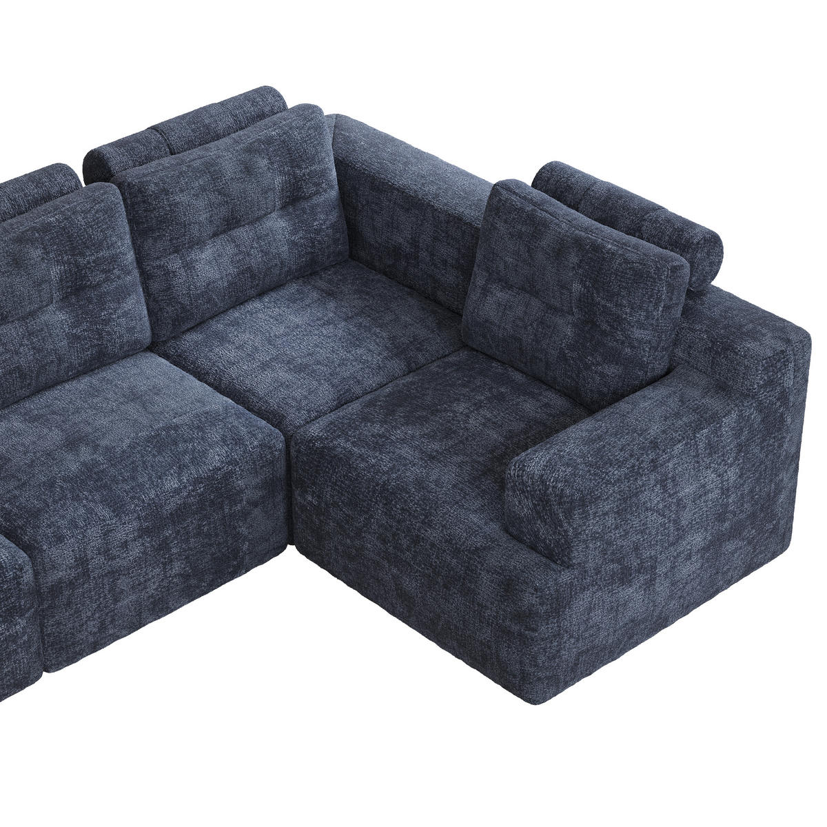 WOHNLANDSCHAFT mit rahmenloser Konstruktion und Chenille-Bezug - Blau, Textil (252/82/180cm) - EVRYAE