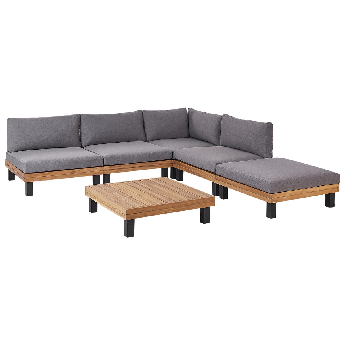LOUNGE-SET 5-Sitzer Grau Frazzano - Hellbraun/Grau, Holz - Beliani