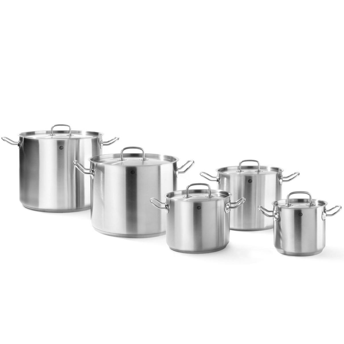 HOHER Kochtopf der Serie Kitchen Line mit Deckel, 21 l Durchmesser, Abmessungen 320 x 270 mm (Höhe) - Hendi 837603 - Edelstahlfarben, Metall (32/32/27cm) - Hendi