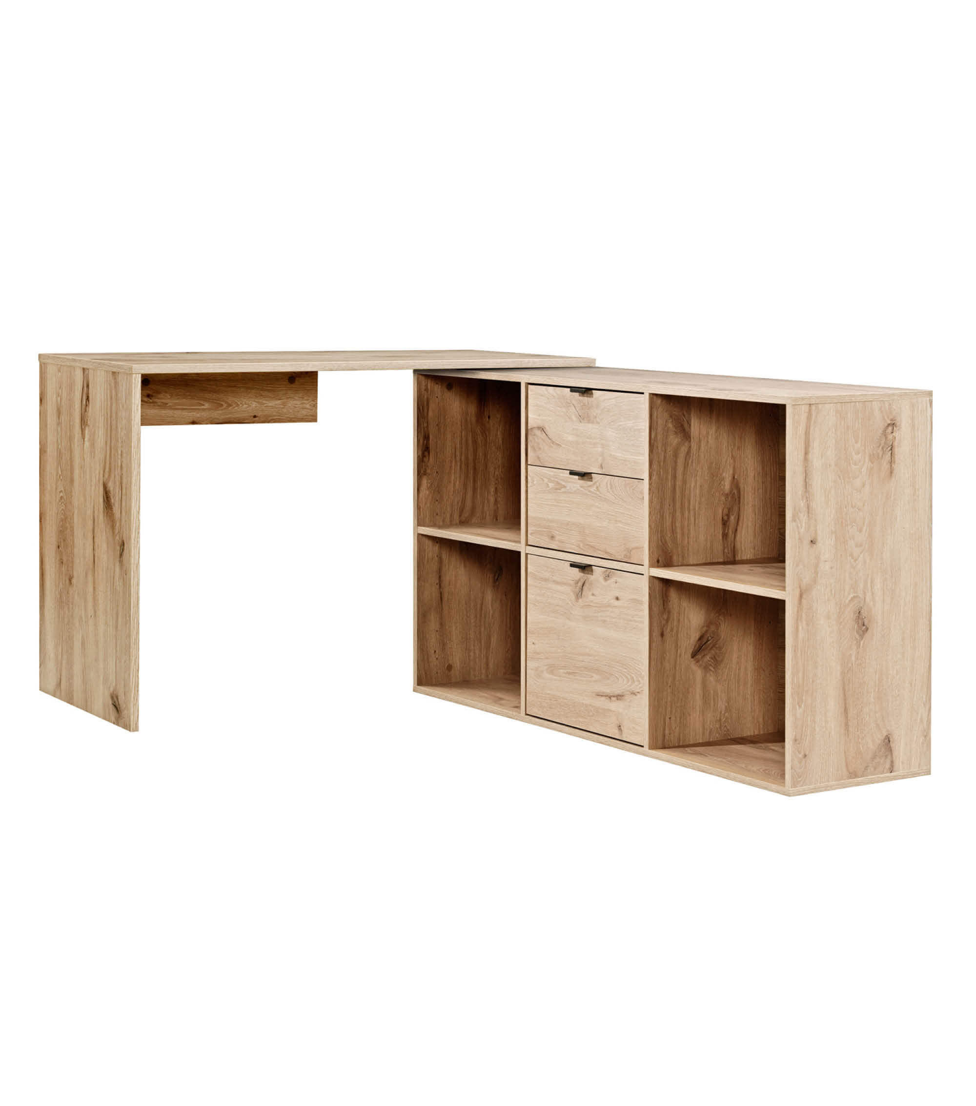 ECKSCHREIBTISCH Der Produktive - Eichefarben, Holzwerkstoff (54/112/77cm) - Mokebo