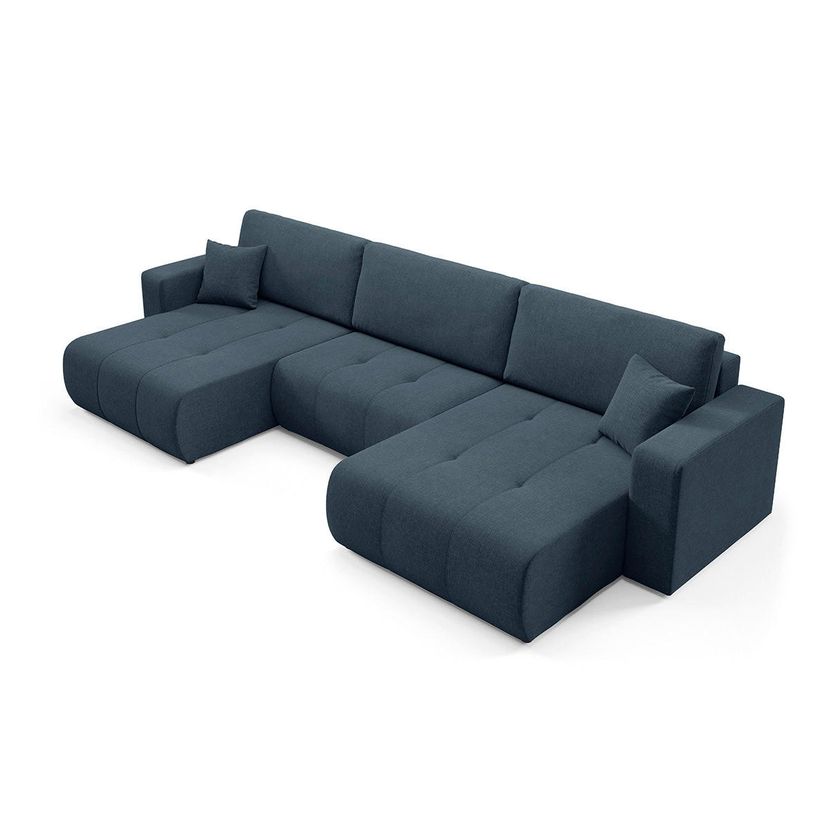PANORAMASOFA Giulia 5 Sitzplätze Blau - Blau, Holz (344/82/149cm) - Petits-meubles