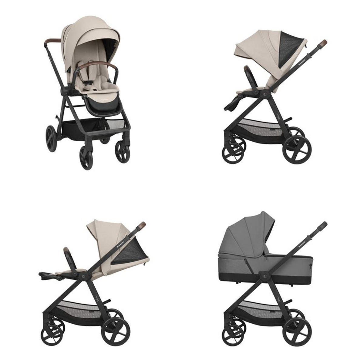 KOMBIKINDERWAGEN Mia 3 in 1 beige Babywanne Babyschale Wickeltasche Matratze - Beige, Metall (72/53/99cm) - Kikka boo