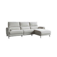 ECKSOFA ADRIANA Hellgrau Flachgewebe Relaxfunktion - Hellgrau/Schwarz, Textil/Metall (280/163cm) - KAWOLA