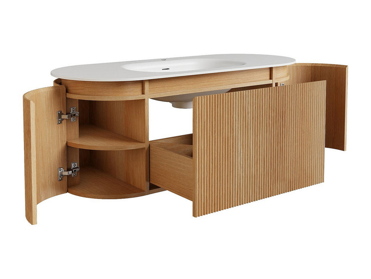 EINZELWASCHTISCH - 120 cm x 50 cm - holz - naturfarben hell Liliko - Naturfarben, Holz (120/46/50cm) - Vente-Unique