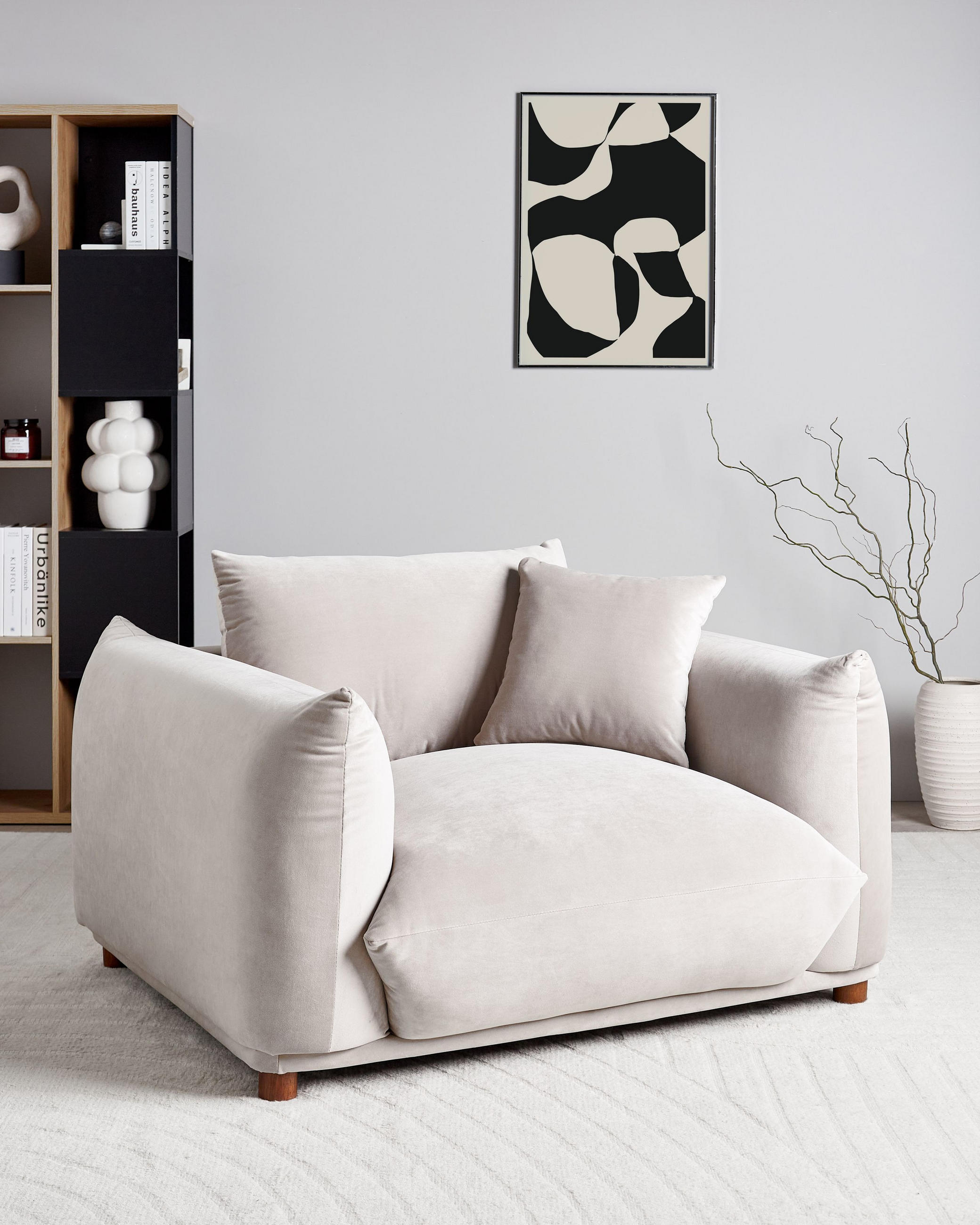 Thumbnail - Beliani Sessel, Taupe, Braun, Textil, 120x74x108 cm, Wohnzimmer, Sessel, Polstersessel