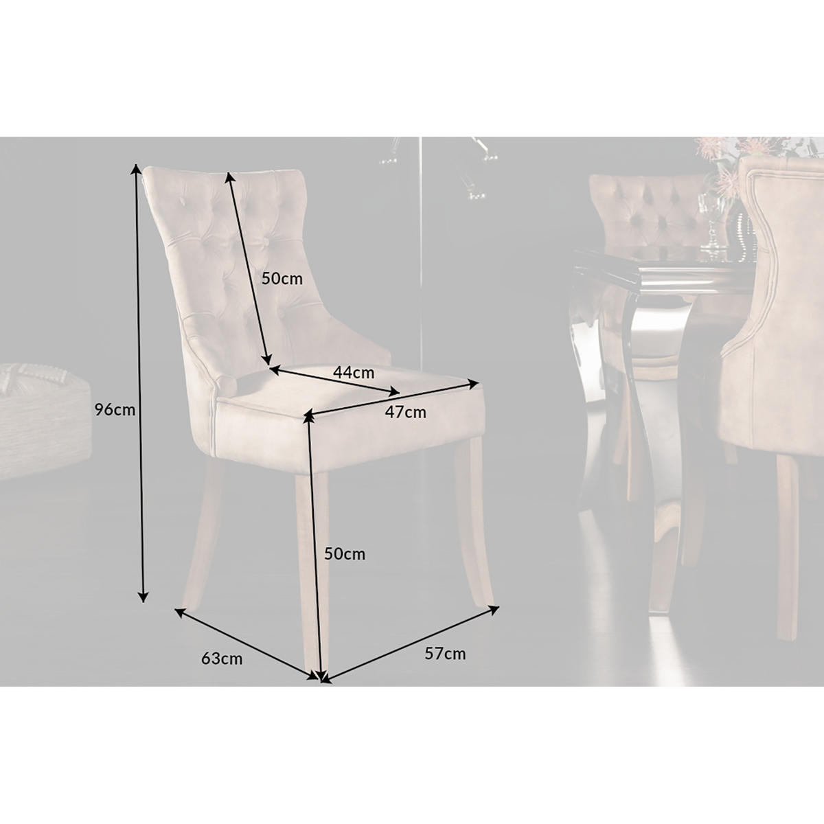 STUHL CASTLE Samt Coffee 95 cm - Beige/Braun, Holz/Textil (57/96/63cm) - riess-ambiente