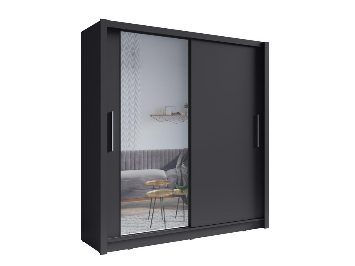 SCHIEBETÜRENSCHRANK BAKU 10 - 154,4/214,4/62 cm 2-Türig Grau Graphite - Grau, Holz/Holzwerkstoff (154.4/214.4/62cm)