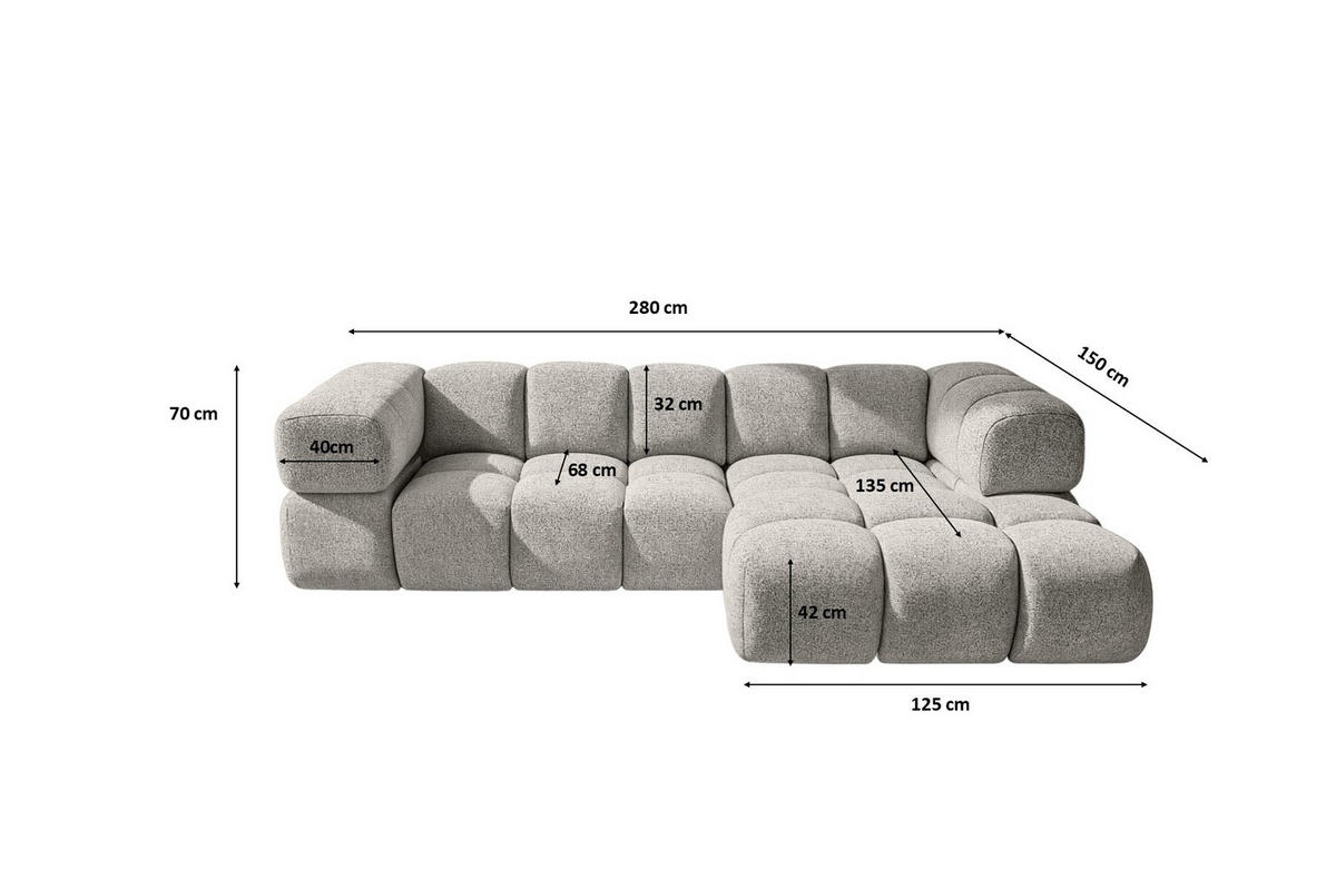 Ecksofa L-Form Averro, stoff Puente, Beige, Rechts - Beige, Holz (280/150cm) - Kaiser Möbel