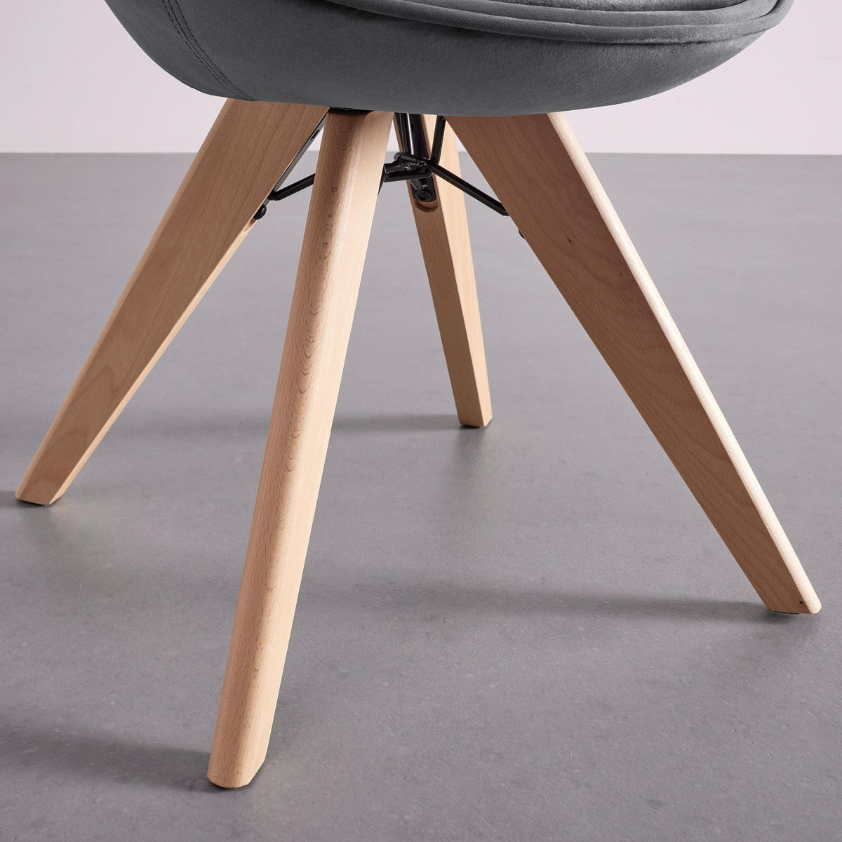 STUHL Daria Grau Samt Drehbar Gepolstert - Dunkelgrau, Holz (57/80.5/59cm) - Bessagi Home