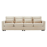 4-SITZER Sofa Leinenstoff mit Armlehnentaschen und 4 Kissen 264/83/87 cm Beige - Beige, Textil (87/264/83cm) - Redom