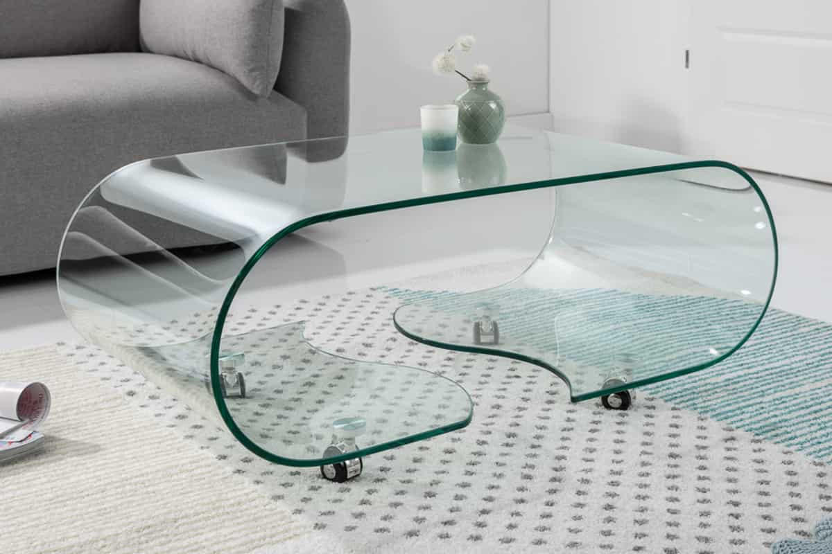 COUCHTISCH FANTOME Sicherheitsglas rechteckig Transparent 90cm - Transparent/Schwarz, Glas (50/90/40cm) - riess-ambiente