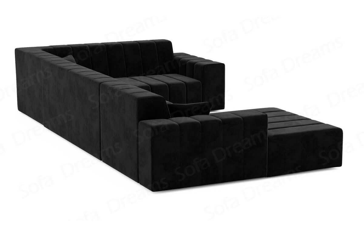 WOHNLANDSCHAFT Astra Schwarz Samtstoff - Schwarz, Kunststoff (326/73/186cm)