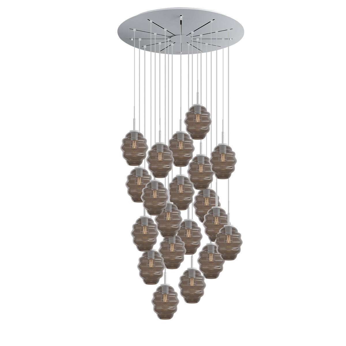 GALERIELEUCHTE Echos 20-flammig Rauch Ø 18cm - Anthrazit/Weiß, Glas (18/18/20cm) - s.luce