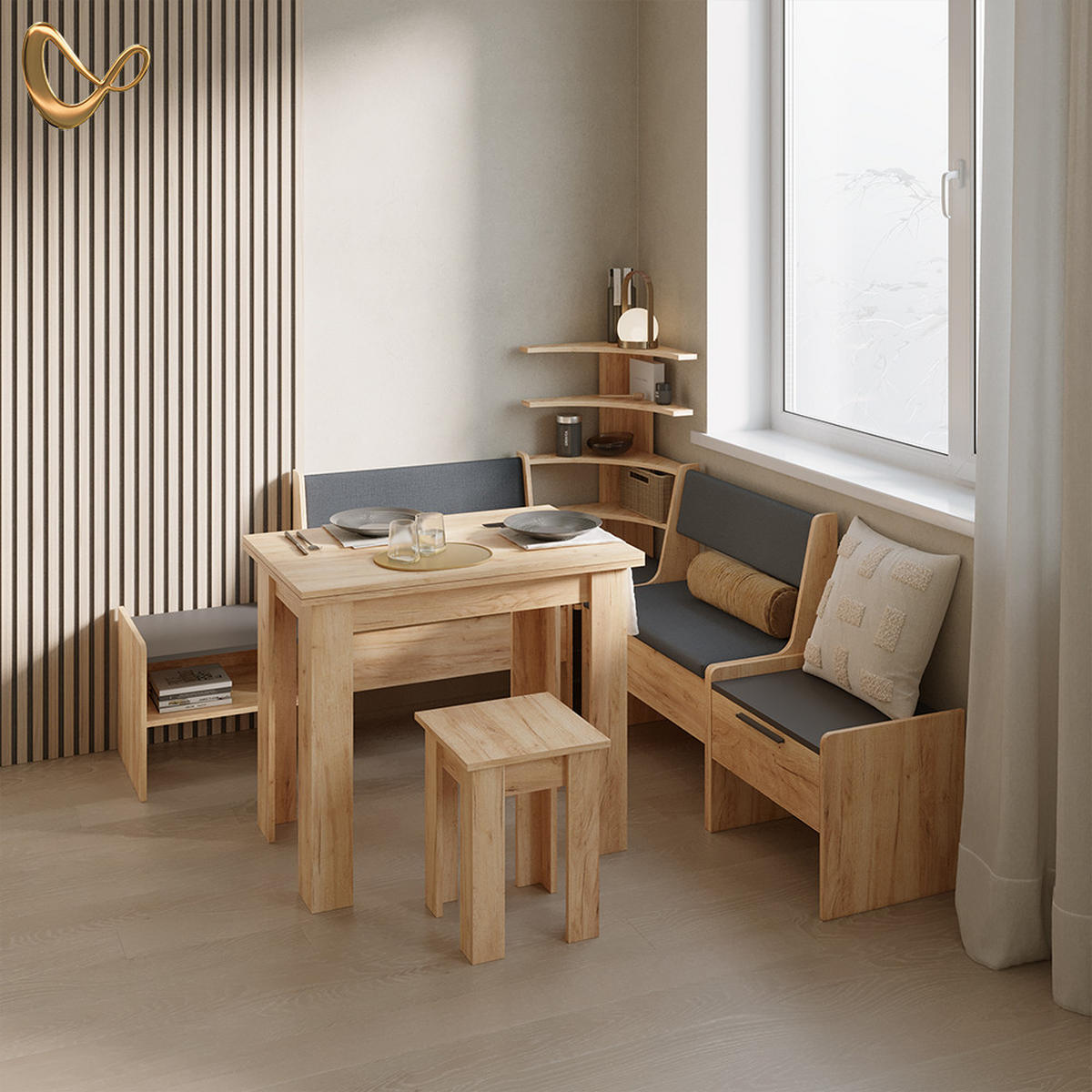 ECKREGAL Tiberio Sandeiche 43.5 x 37 cm - Sonoma Eiche, Holzwerkstoff (43.5/37/43.5cm) - Livinity®