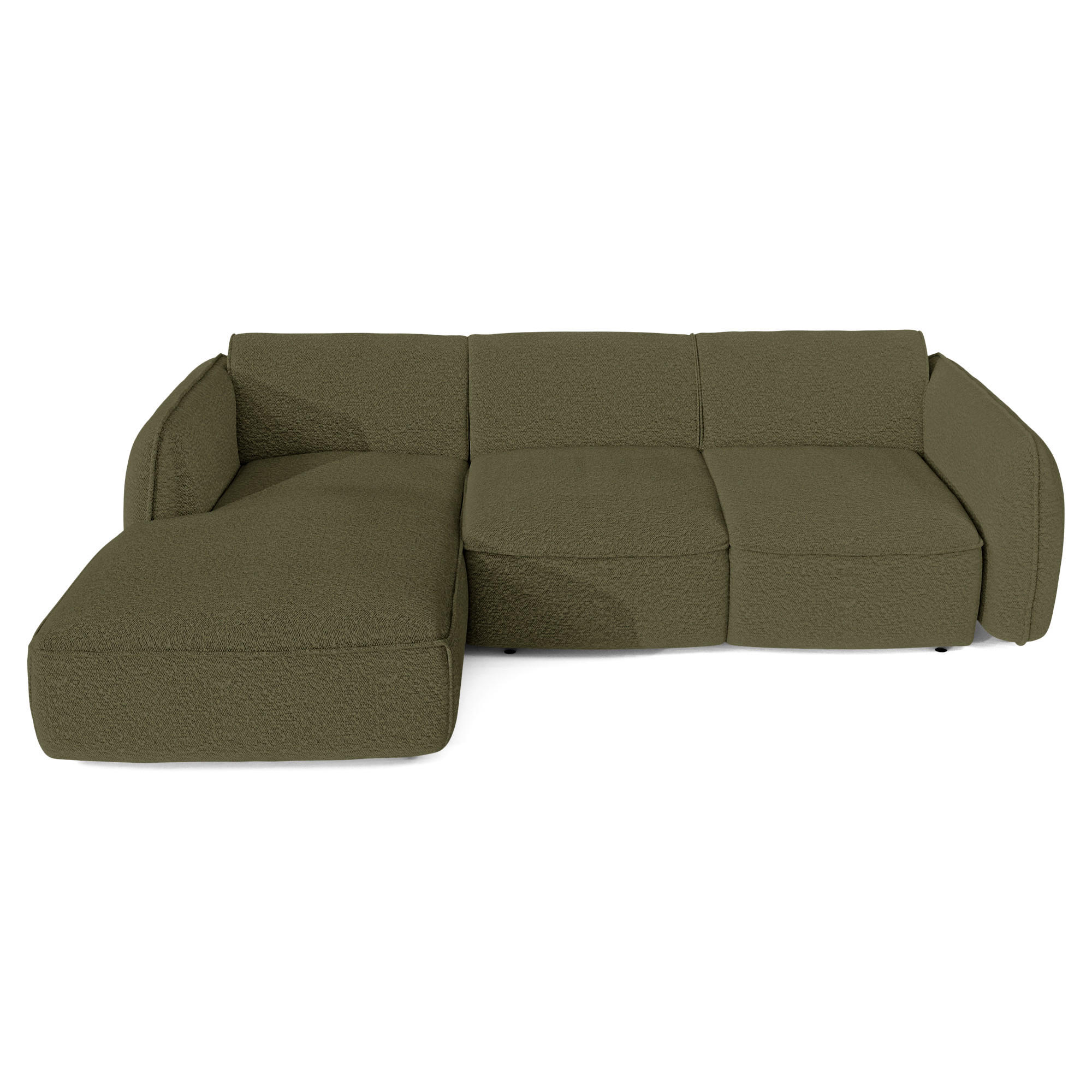 ECKSCHLAFSOFA Bouclé-Stoff 274cm - Olivgrün, Textil (274/174cm) - Sia Home