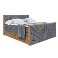 BOXSPRINGBETT mit Matratze H3|H4 und Lattenrost - LOLLI6-Z KING-160x200 - Dunkelgrau Casablanca - Dunkelgrau, Holzwerkstoff (160/200cm) - ALTDECOR