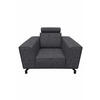 POLSTERSESSEL Selena - Dunkelgrau, Verstellbare Kopfstützen und Metall Füßen - Dunkelgrau/Schwarz, Kunststoff/Textil (109/90/95cm) - KS Home Concept