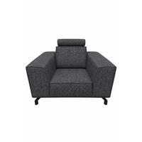 POLSTERSESSEL Selena - Dunkelgrau, Verstellbare Kopfstützen und Metall Füßen - Dunkelgrau/Schwarz, Kunststoff/Textil (109/90/95cm) - KS Home Concept