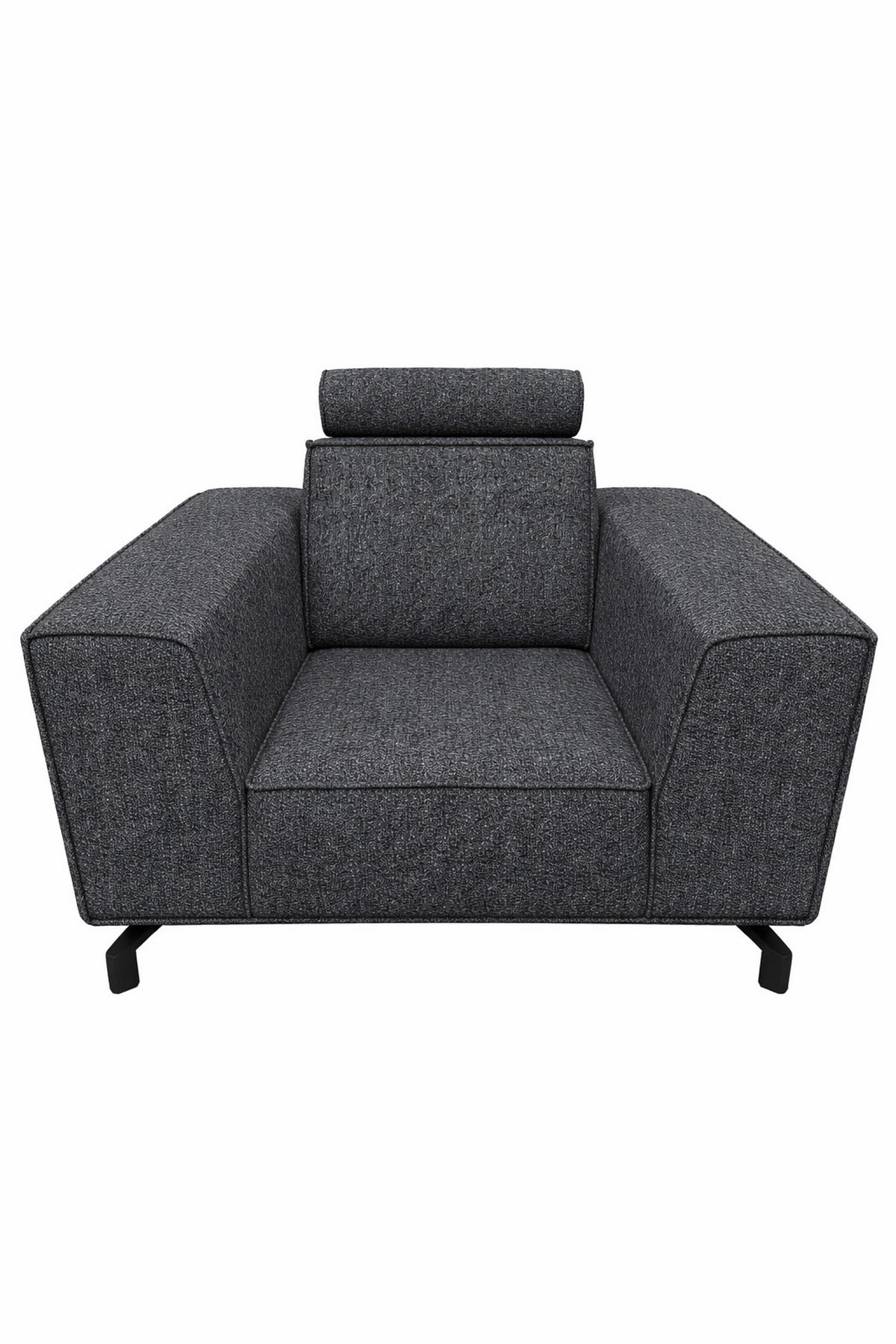 POLSTERSESSEL Selena - Dunkelgrau, Verstellbare Kopfstützen und Metall Füßen - Dunkelgrau/Schwarz, Kunststoff/Textil (109/90/95cm) - KS Home Concept