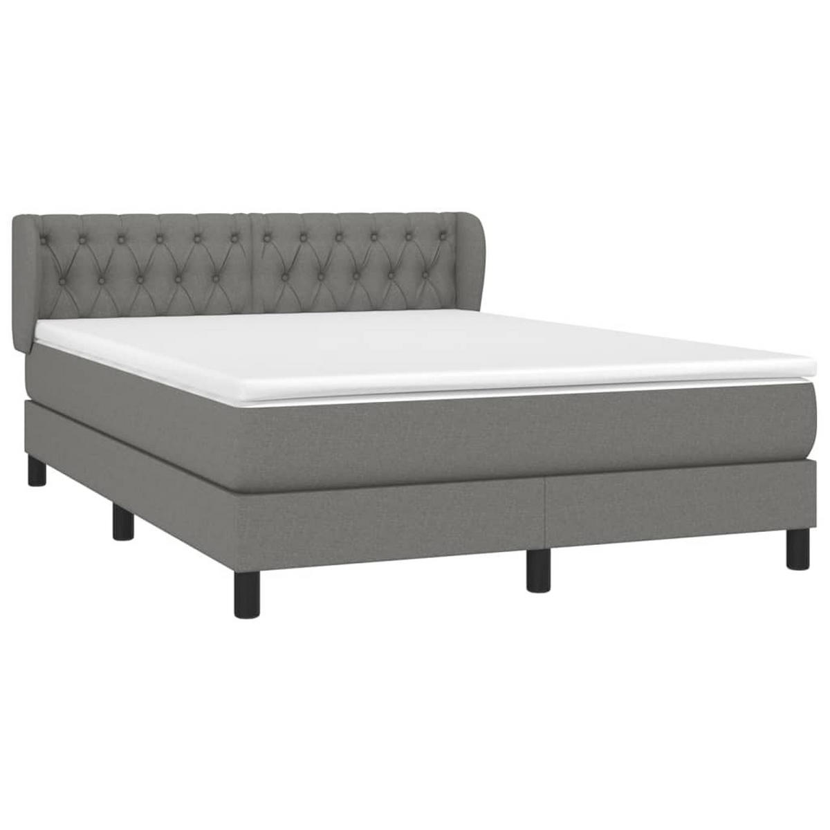 BOXSPRINGBETT Mit Matratze Dunkelgrau 140/190 Cm Stoff - Grau, Textil (140/190cm) - vidaXL