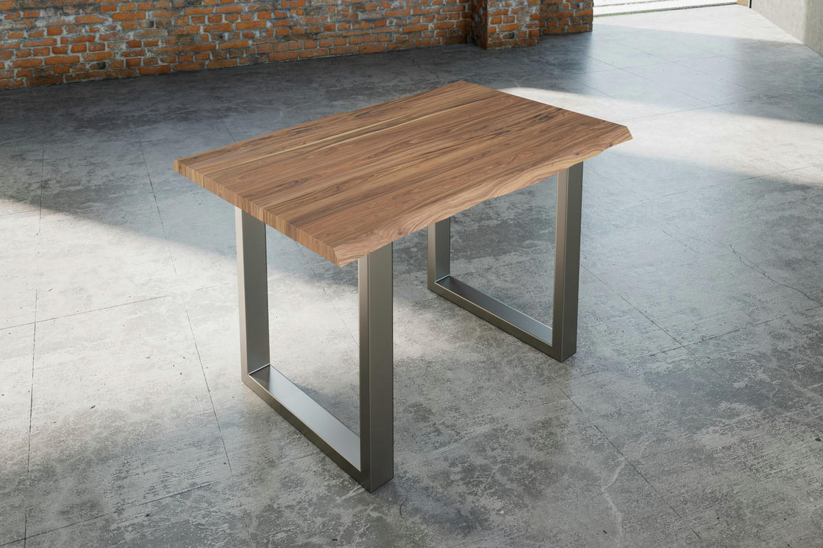 ESSTISCH LAUREN - Beige/Silberfarben, Holz/Metall (80/140/77cm) - SAM