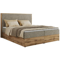BOXBETT WOOD CLASSIC 180/200 - Dunkelbeige Strukture - H4 - Cappuccino, Textil (180/200cm) - MKS