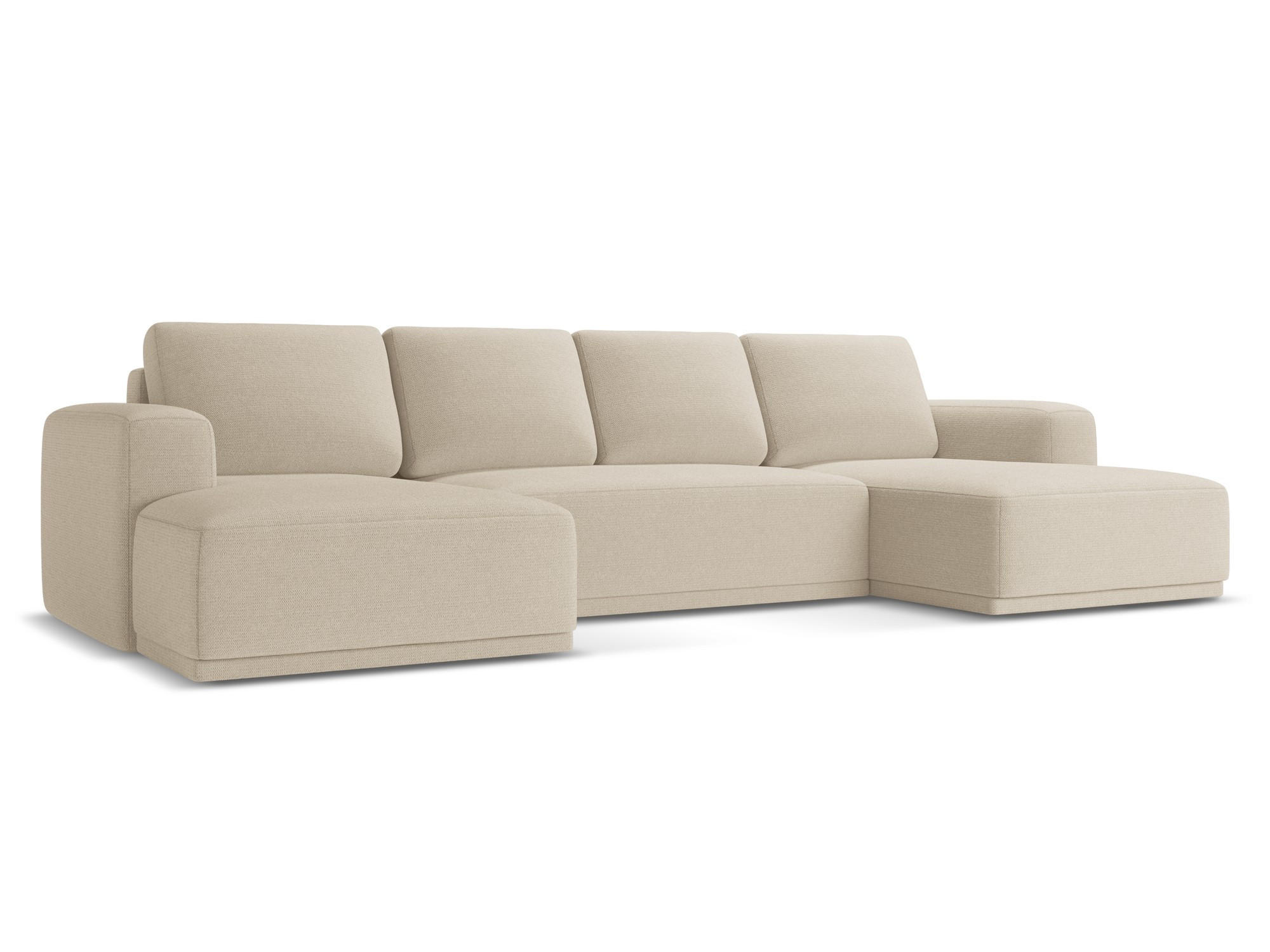 WOHNLANDSCHAFT Chenille Stoff Beige - Beige/Schwarz, Kunststoff/Textil (333/91/160cm) - Makamii