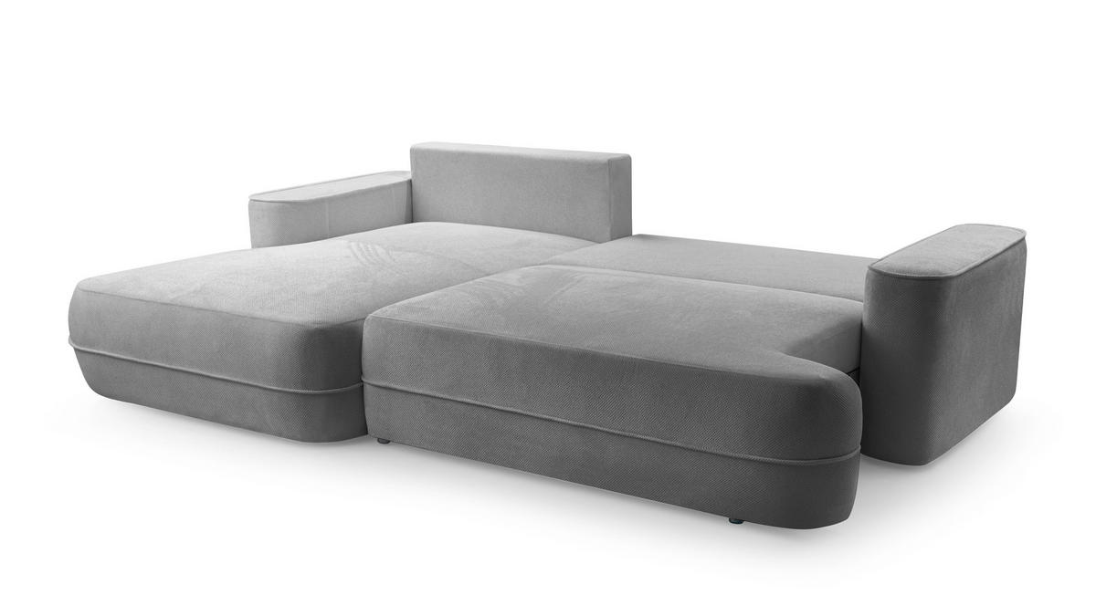 ECKCOUCH L Form Peoni Hellgrau 267/168/87 cm mit Schlaffunktion L - Hellgrau/Schwarz, Kunststoff/Textil (168/267cm) - AX Living