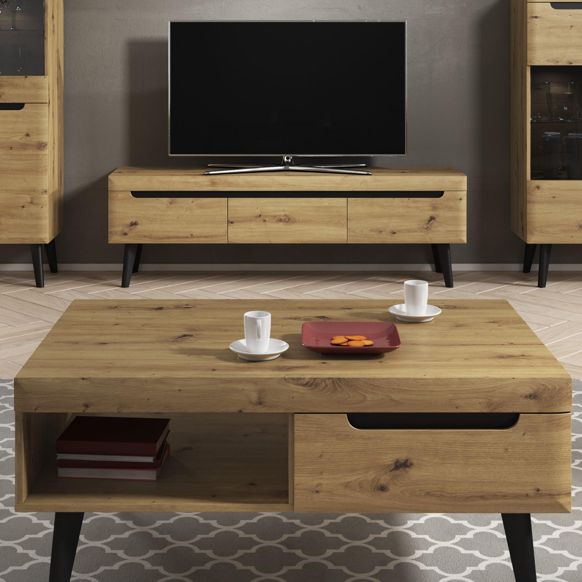 COUCHTISCH NORDICO 107/46/67 cm Eiche Artisan - Eiche Artisan, Holzwerkstoff (67/107/46cm) - MASSENO