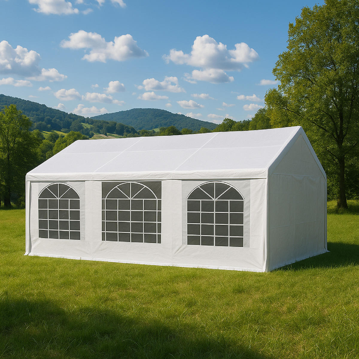 DACHPLANE Livingston - Zeltabdeckung für 4x10 Meter, PE weiss 180gr/m². BxTxH: 1000x400x310 cm - Weiß, Kunststoff (1000/0.3/400cm) - TPFGarden