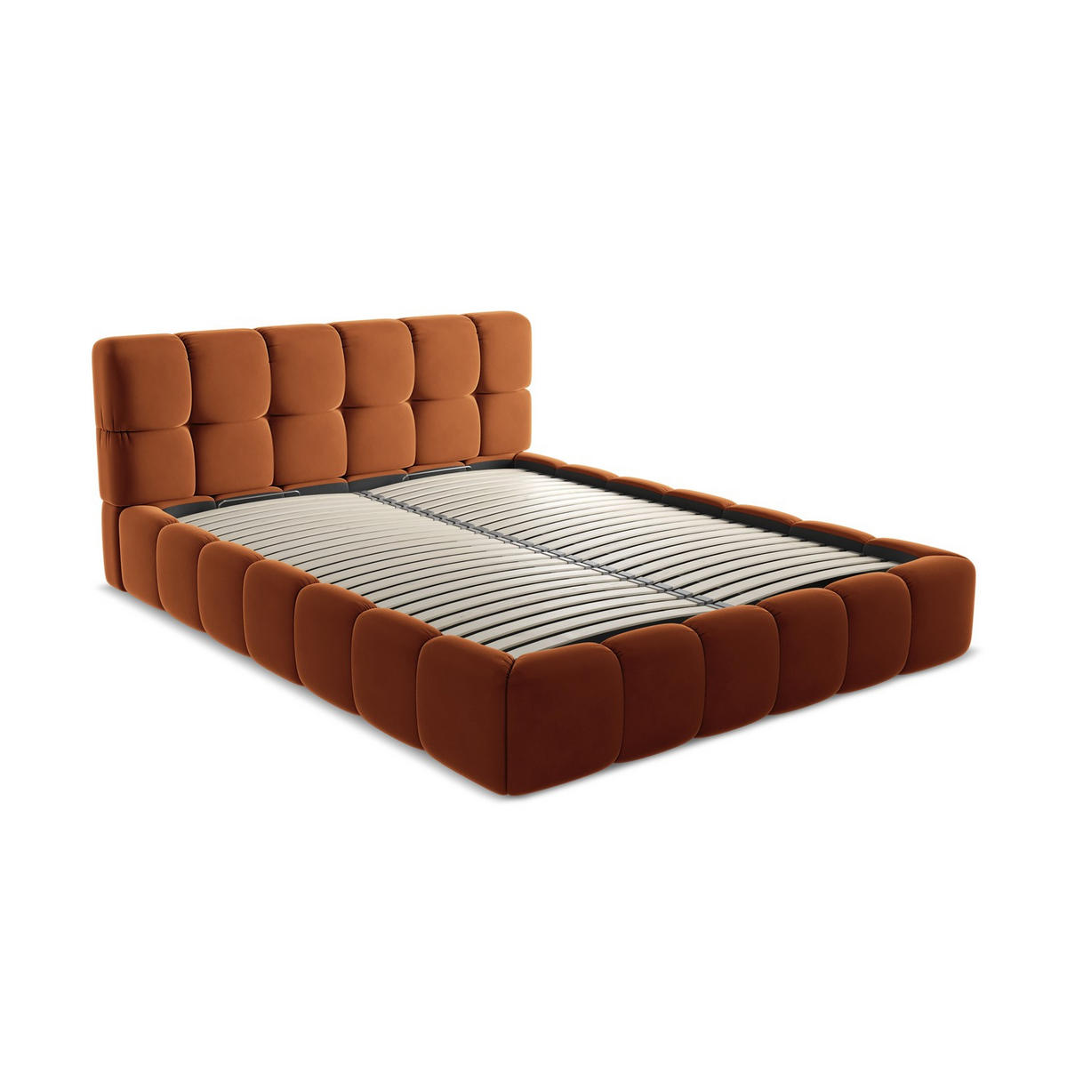 POLSTERBETT mit Bettkasten und Lattenrost 180x228 Orange - Terracotta/Schwarz, Kunststoff/Textil (160/200cm) - LaMiaSofa