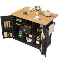 KÜCHENINSEL auf Rollen mit Arbeitsplatte und Weinregal, Schwarz-Holzmaserung, 140/93,5/70 cm - Schwarz, Kunststoff (40/93.5/140cm) - Rolipo