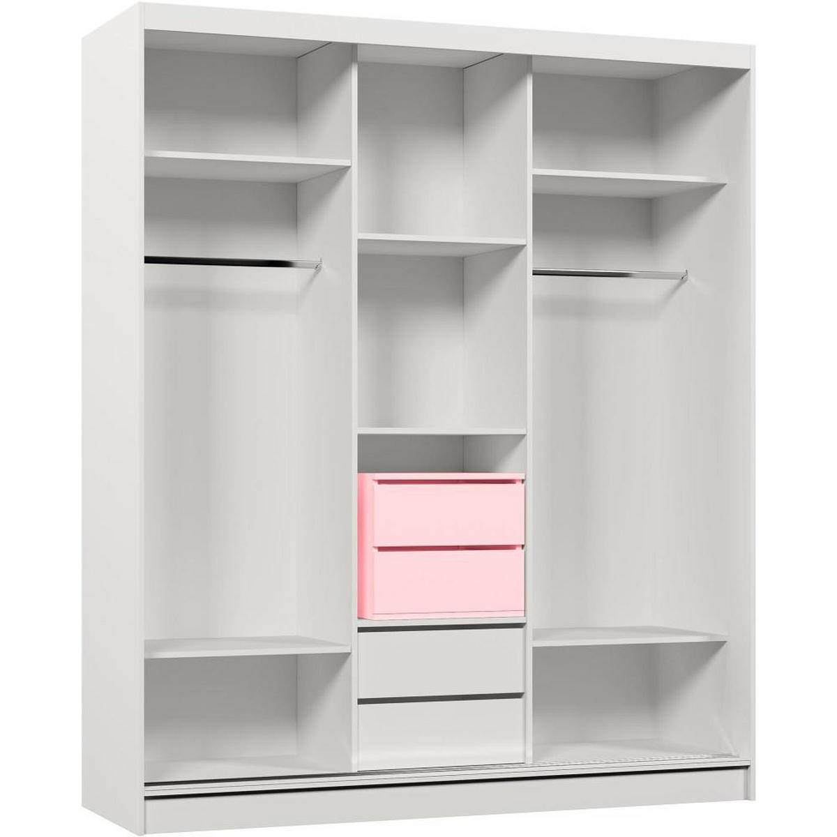 SCHWEBETÜRENSCHRANK Helix 180/216/61 schwarz+weiß mit Schubladeneinsatz - Schwarz/Weiß, Holzwerkstoff (180/216/61cm) - Beautysofa