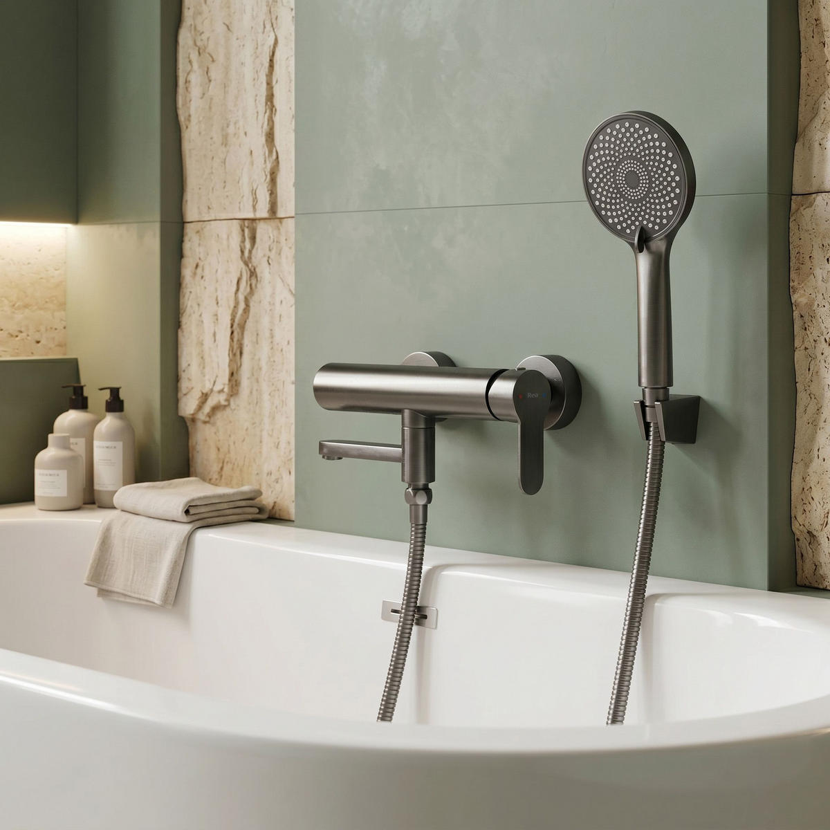 WANNENARMATUR Rea Arcos Titan - Titanfarben, Metall (20/20/15cm) - REA