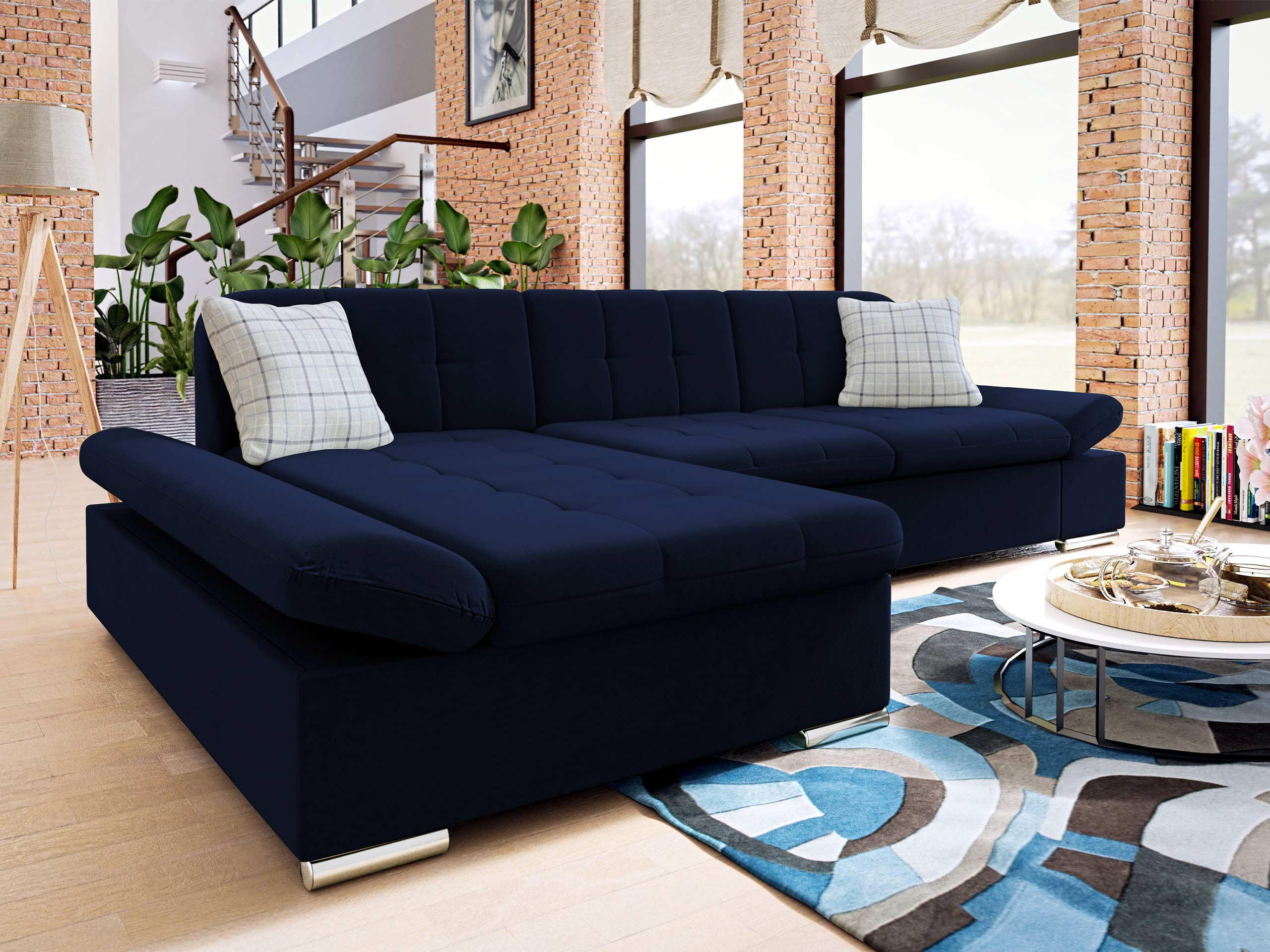 ECKSOFA Malwi Premium, Seite: Links - Dunkelblau, Holz/Textil (278/161cm) - MIRJAN24
