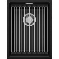 SPÜLBECKEN Praga Slim, 2-er set Schwarz 36/47 cm 1 Becken + Ablauf-Set + Aufrollbare Abtropffläche ab 40er Unterschrank - Chromfarben/Schwarz, Kunststoff (36/20/47cm) - Primagran