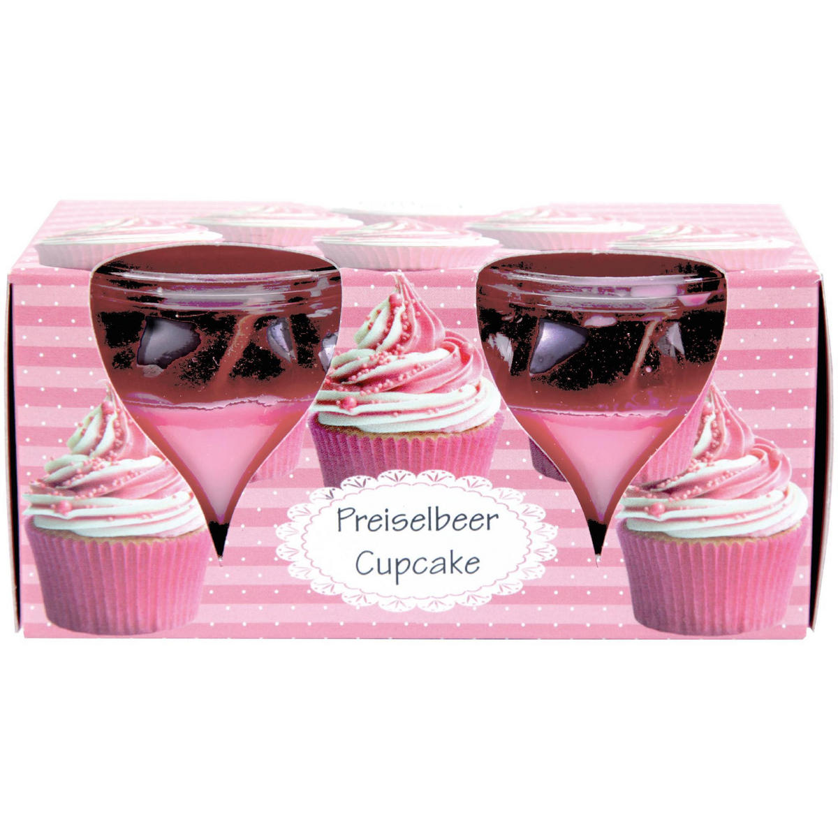 DUFTKERZEN Glas 10er-Pack Preiselbeer Cupcake - Pink, Glas (6/6cm)