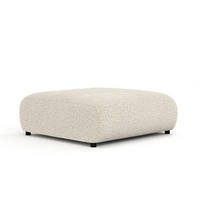 POUF L Zanzibar Beige Plüschstoff - Beige/Schwarz, Holz/Holzwerkstoff (110/37/110cm) - Maison de Reve